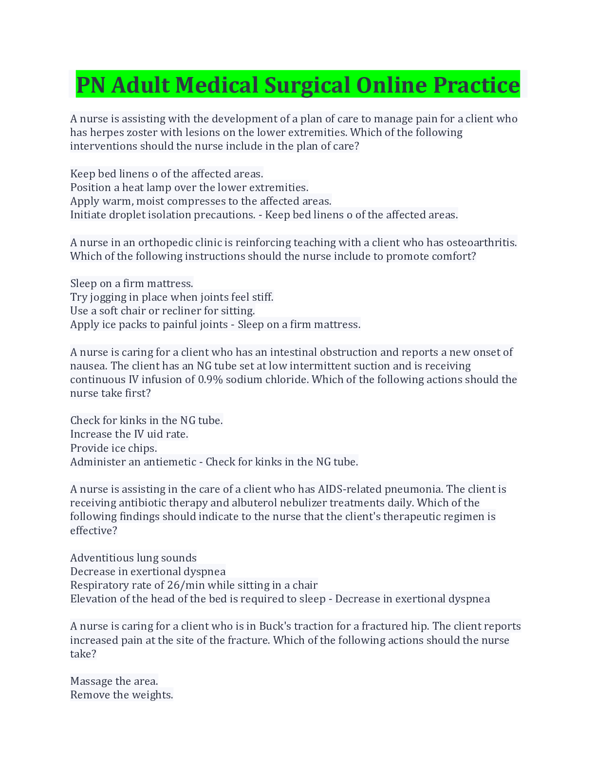 Preview image for PN Adult Medical Surgical Online Practice